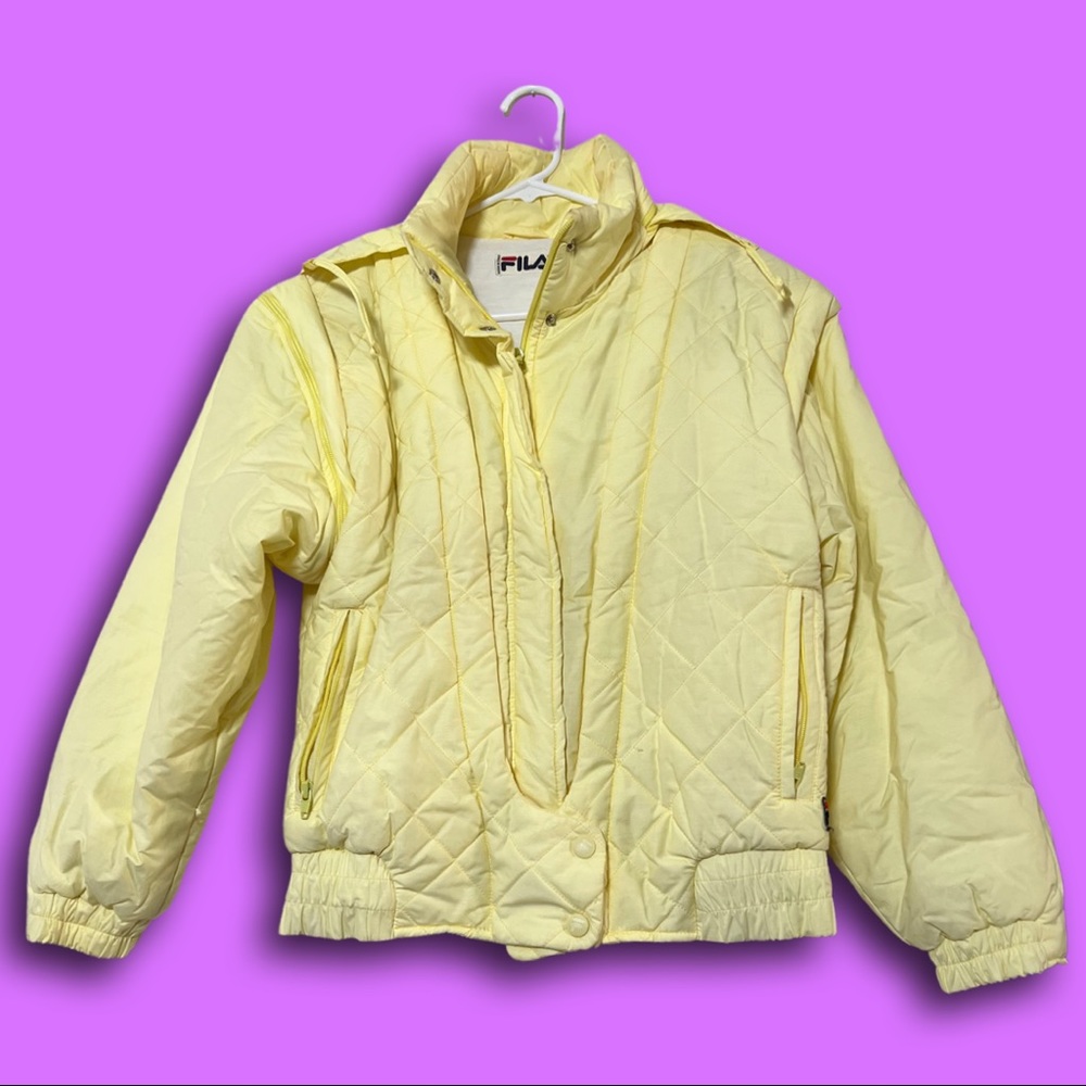 Light Yellow Vintage Fila Puffer Coat Size 4